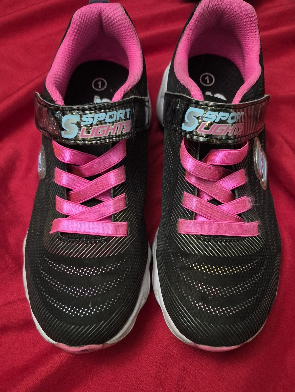 Skechers Black and Pink Light-Up Kids Sneakers
